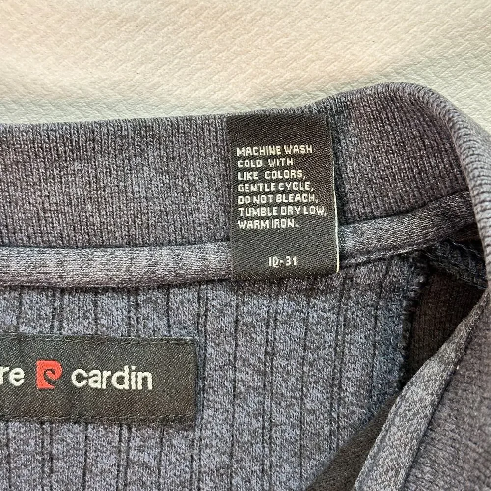 Pierre Cardin Ribbed Polo Long Sleeve M Striped Classic Casual Fall Winter